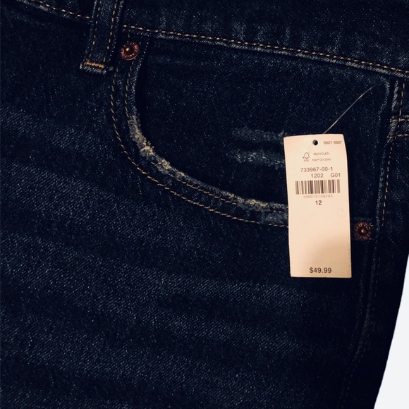 #018 Old Navy women high-rise ripped distressed look! slouchy straight jeans. - Picture 3 of 9